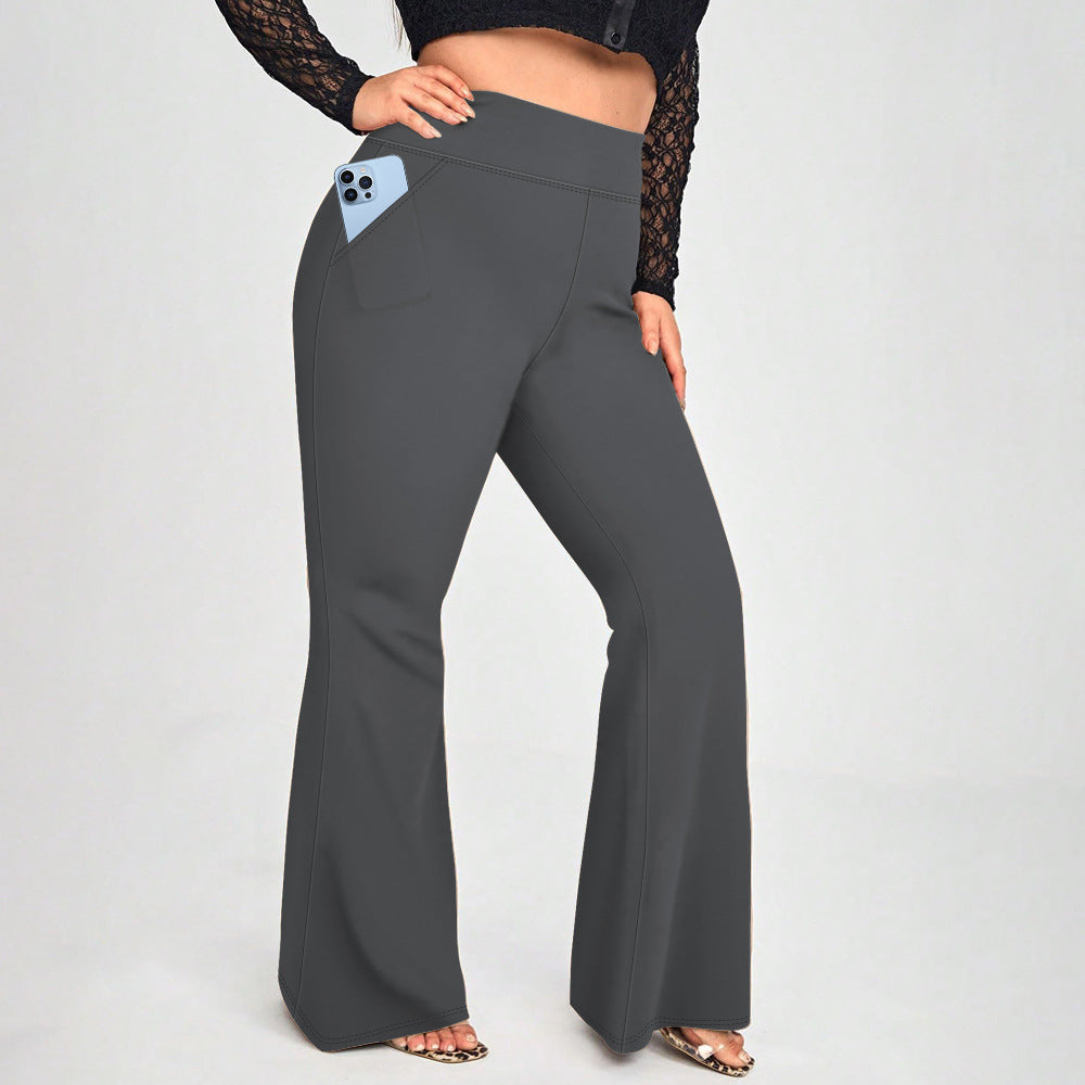 High waisted yoga pants with micro flared pockets and high elasticity casual trumpet yoga pants