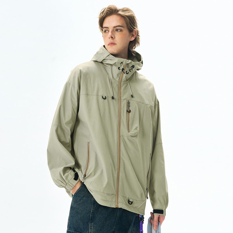 Purple Outdoor Three-Proof Waterproof Windbreaker Jacket Men's Hooded Loose Fit