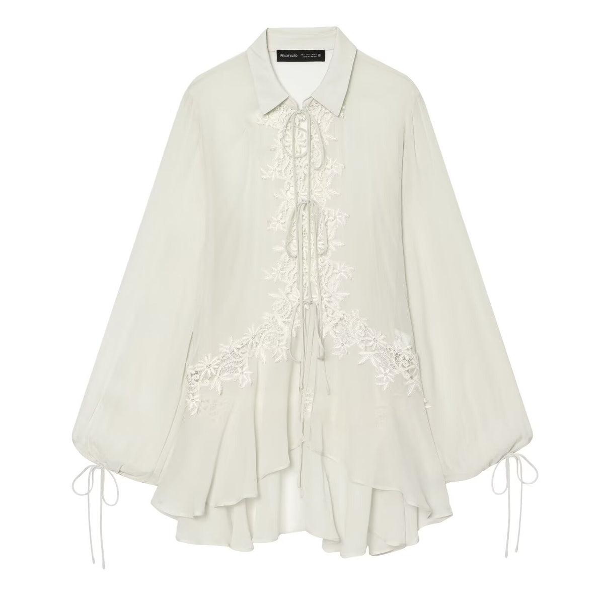 Collar Embroidered Lace Shirt
