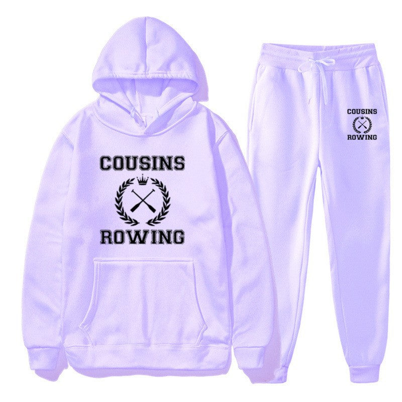 Loose Hooded Sweatshirt and Cuffed Pants Set