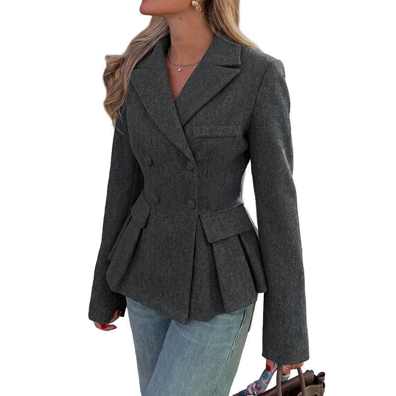 Women's Wool Blend Blazer, Loose Fit A-Line Commuter Elegant Jacket