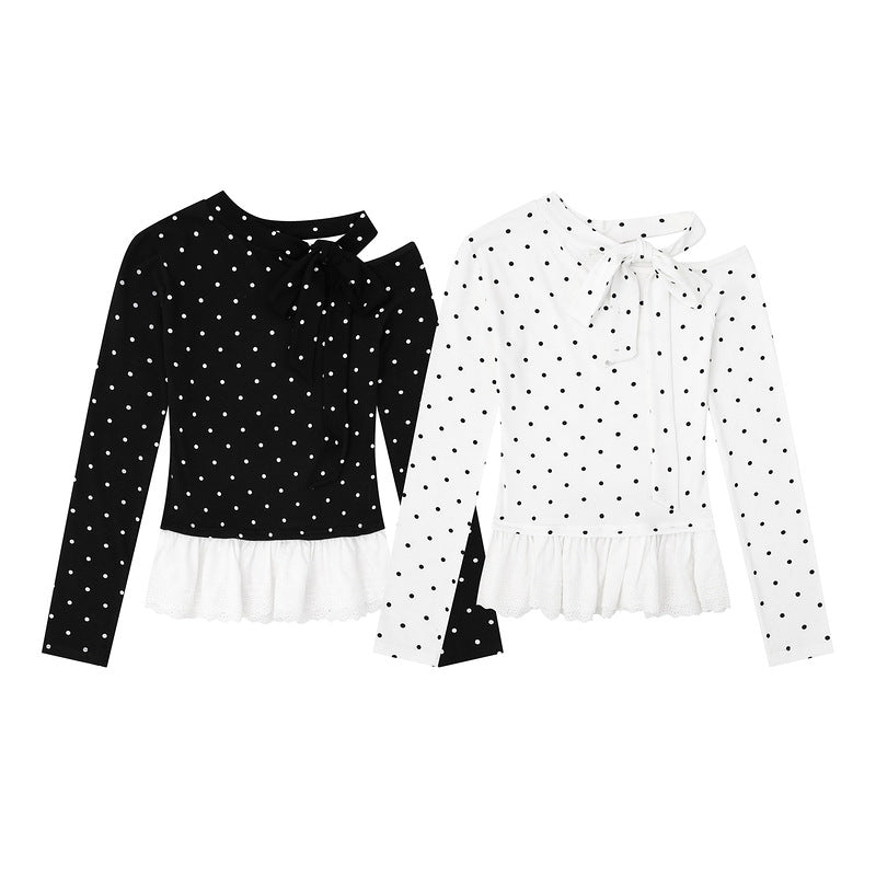 Dotted Shoulder Strap Long Sleeve T-shirt