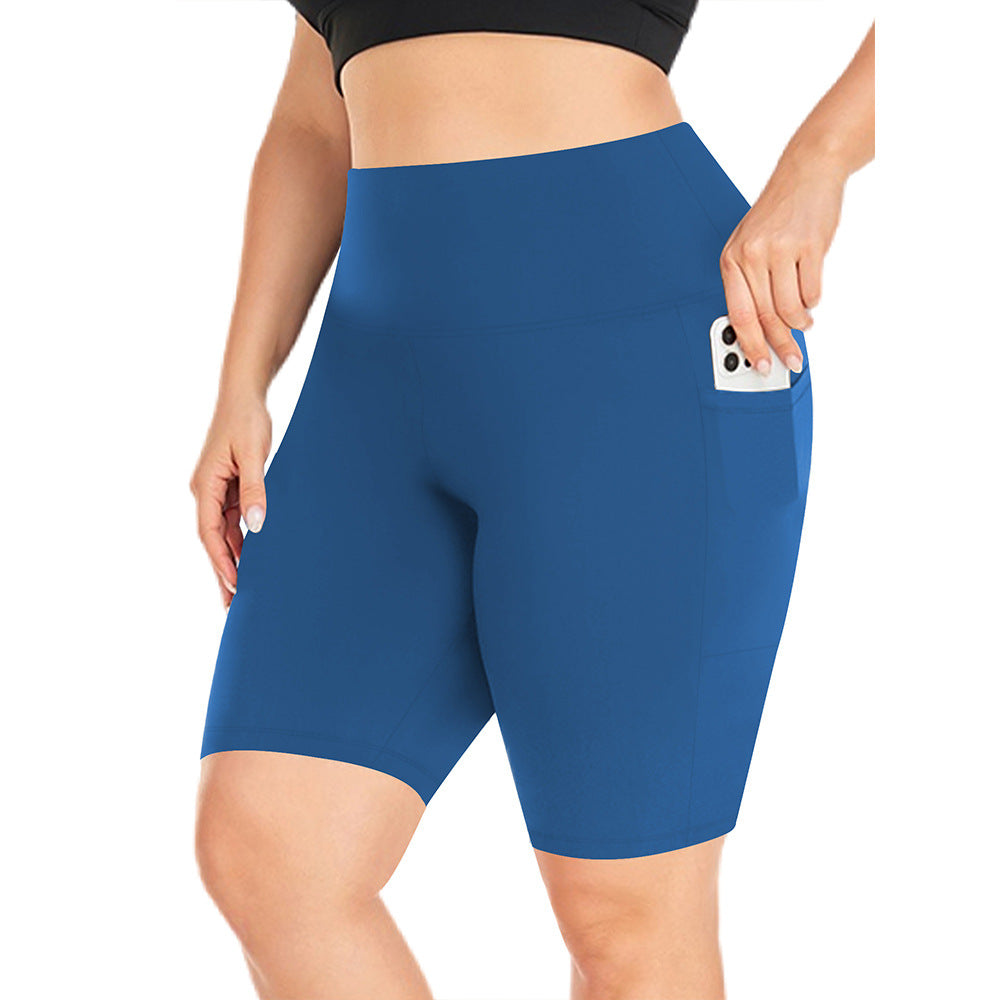 Pocket five quarter yoga shorts for women tight fitting high waisted yoga sports pants