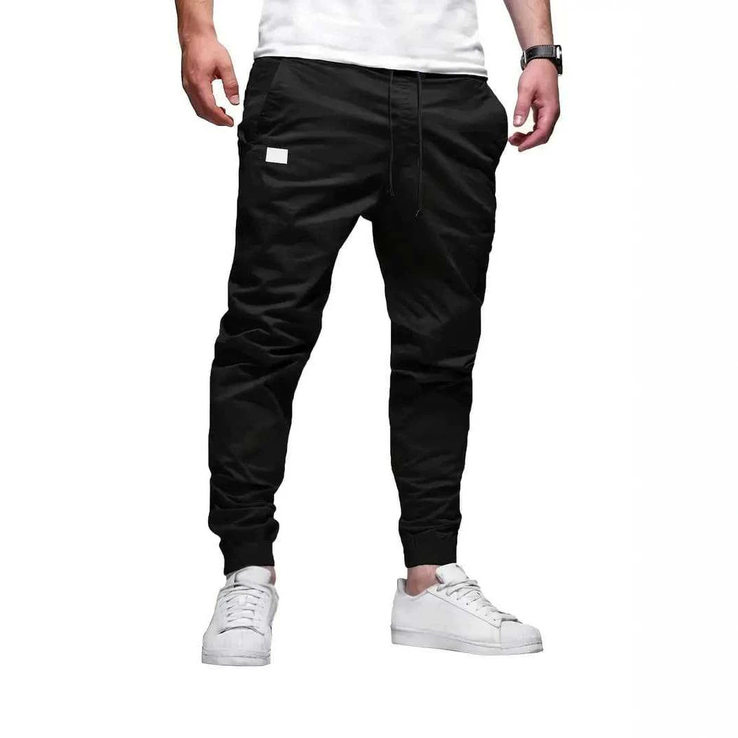 Men's Casual Cargo Pants, Slim Fit Cuffed Workwear Trousers