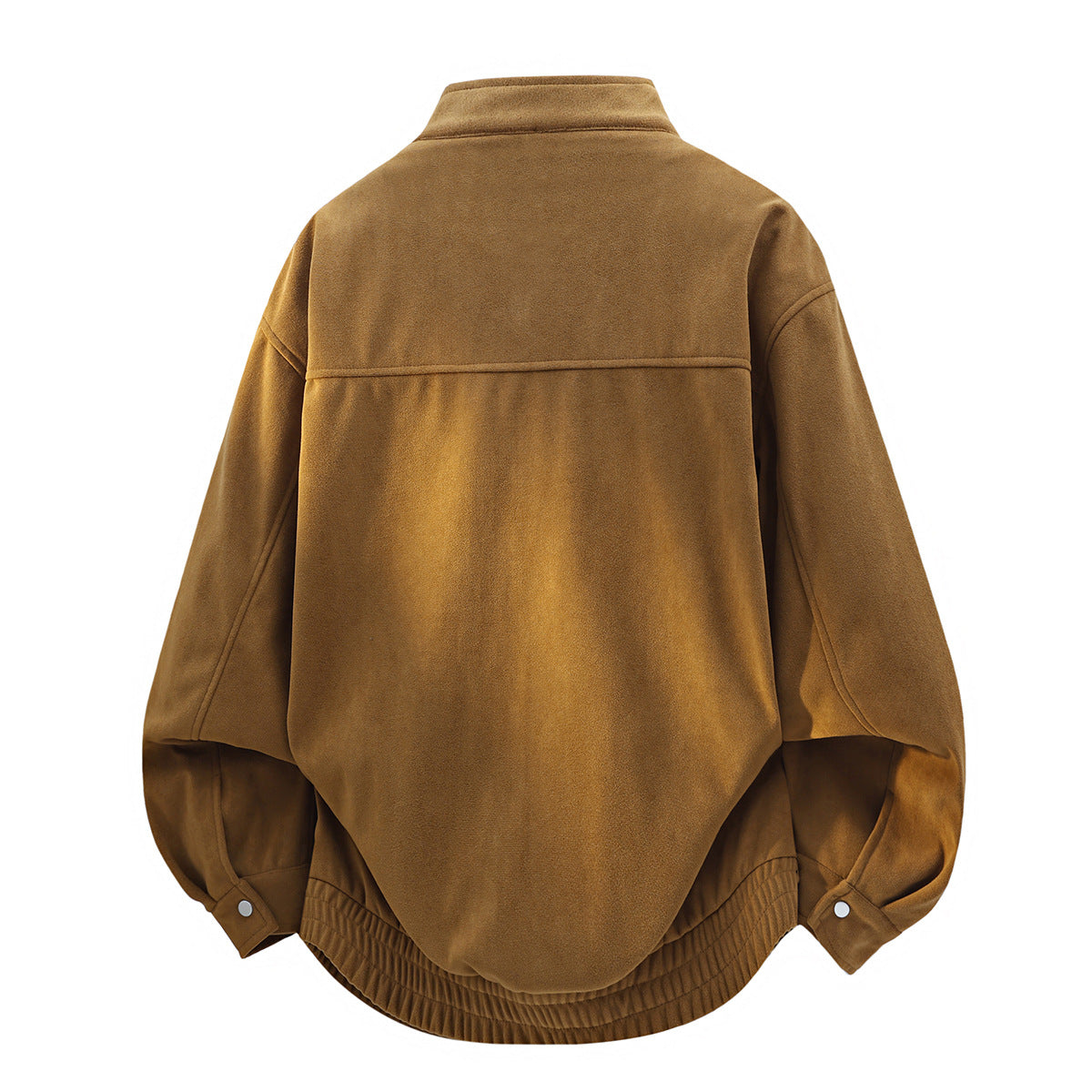 Old Money Style Faux Suede Men's Jacket Stand Collar Loose Fit with Rivet Details