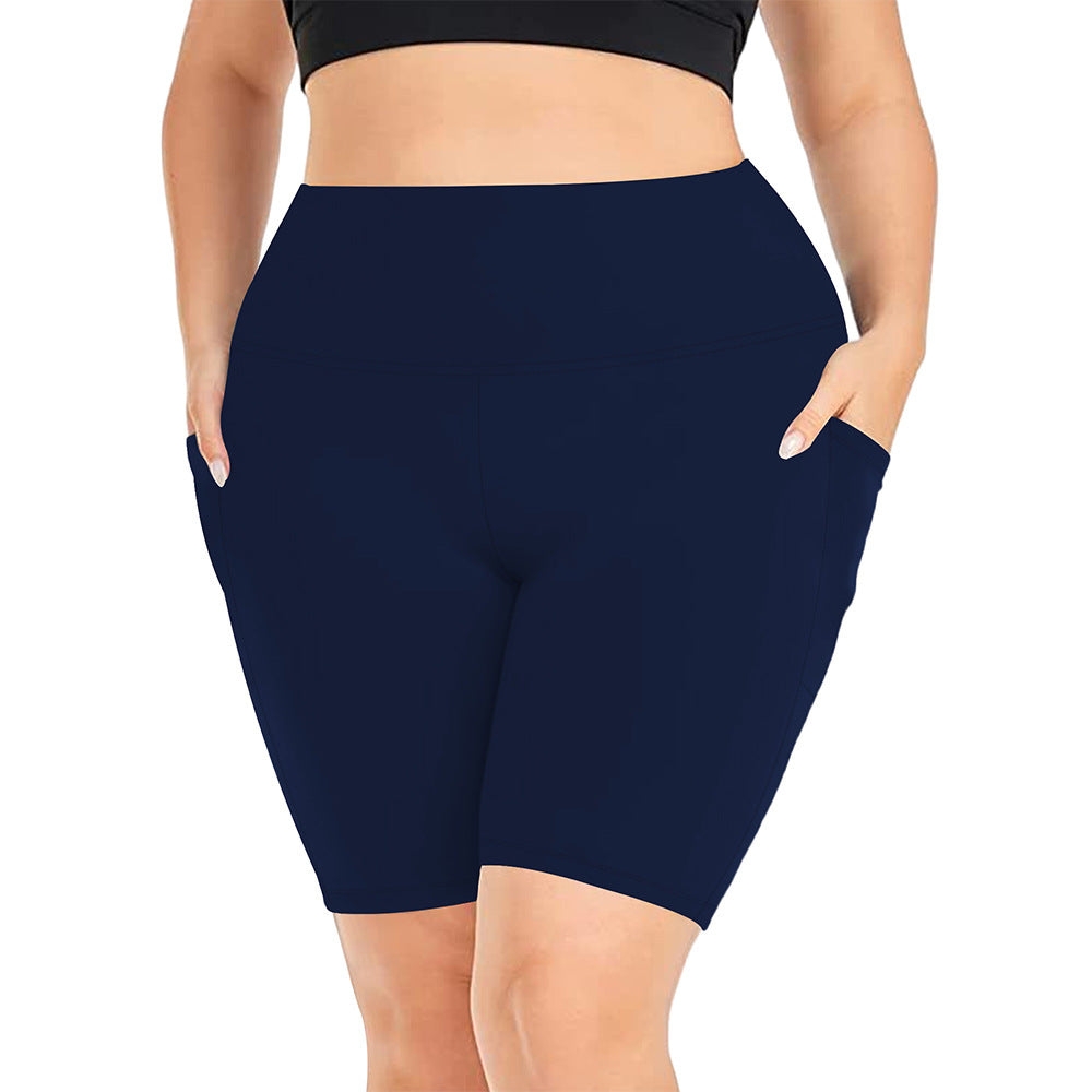 Pocket five quarter yoga shorts for women tight fitting high waisted yoga sports pants