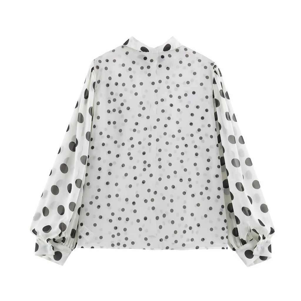 Polka dot lapel shirt
