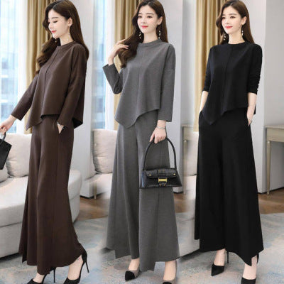 Professional Suit Wide-Leg Pants Youthful Slimming Stylish Fashionable Lady Two-Piece Set Women Casual Trendy Spring Autumn