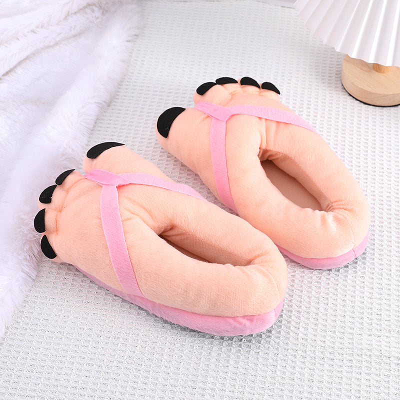 Creative Cute Funny Big Foot Cotton Slippers for Women, Autumn/Winter Couple Men's Indoor Warmth Personality Style