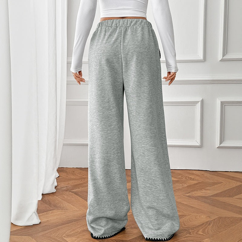 Casual Drawstring Loose Wide Leg Floor Length Sweatpants