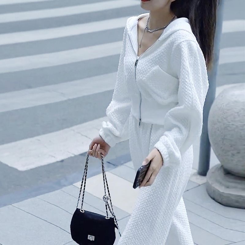 Fall New Hooded Sweatshirt and Wide-Leg Pants Two-Piece Set Loose Slimming Casual Fashion Outfit for Women