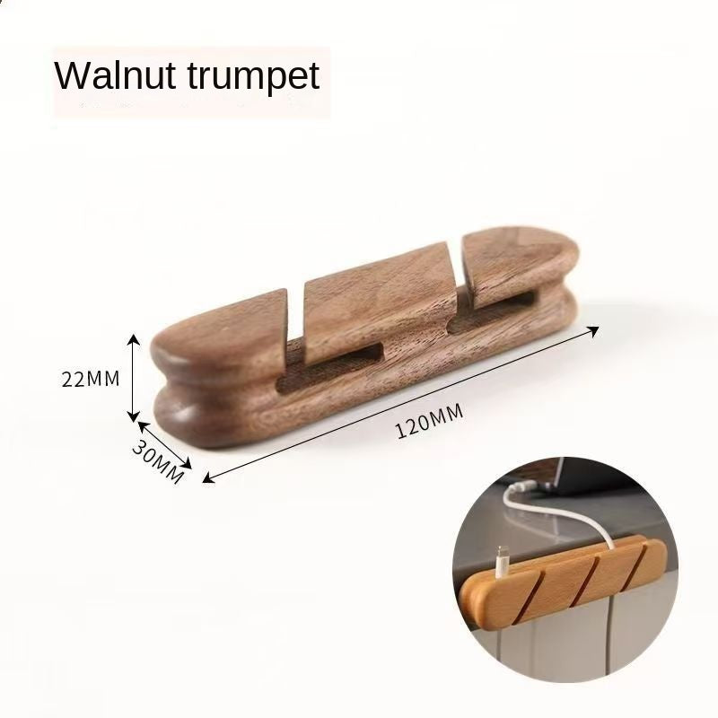 Solid wood charging cable holder