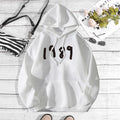 Printed hooded back collar with fleece hoodie for women