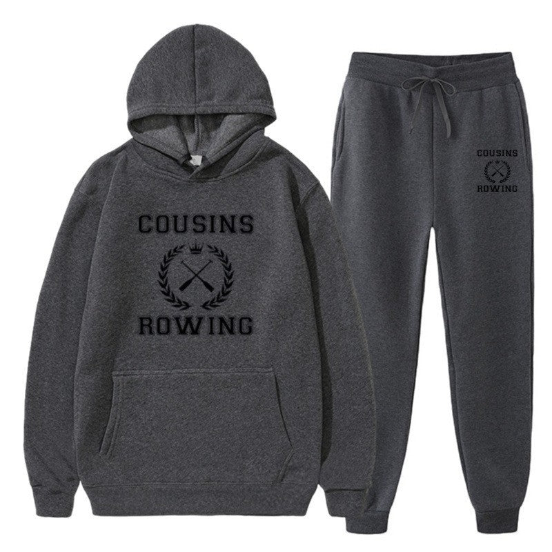 Loose Hooded Sweatshirt and Cuffed Pants Set