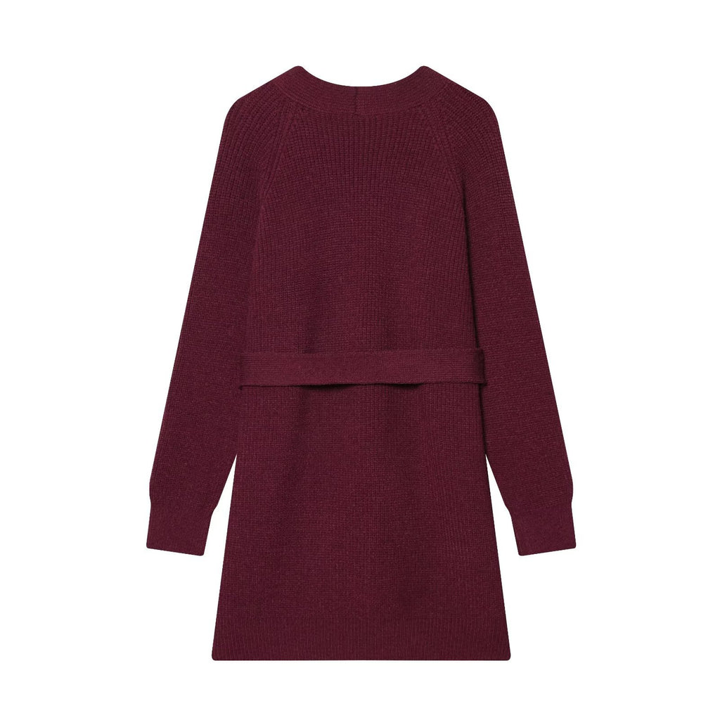 V-neck long sleeved tied sweater
