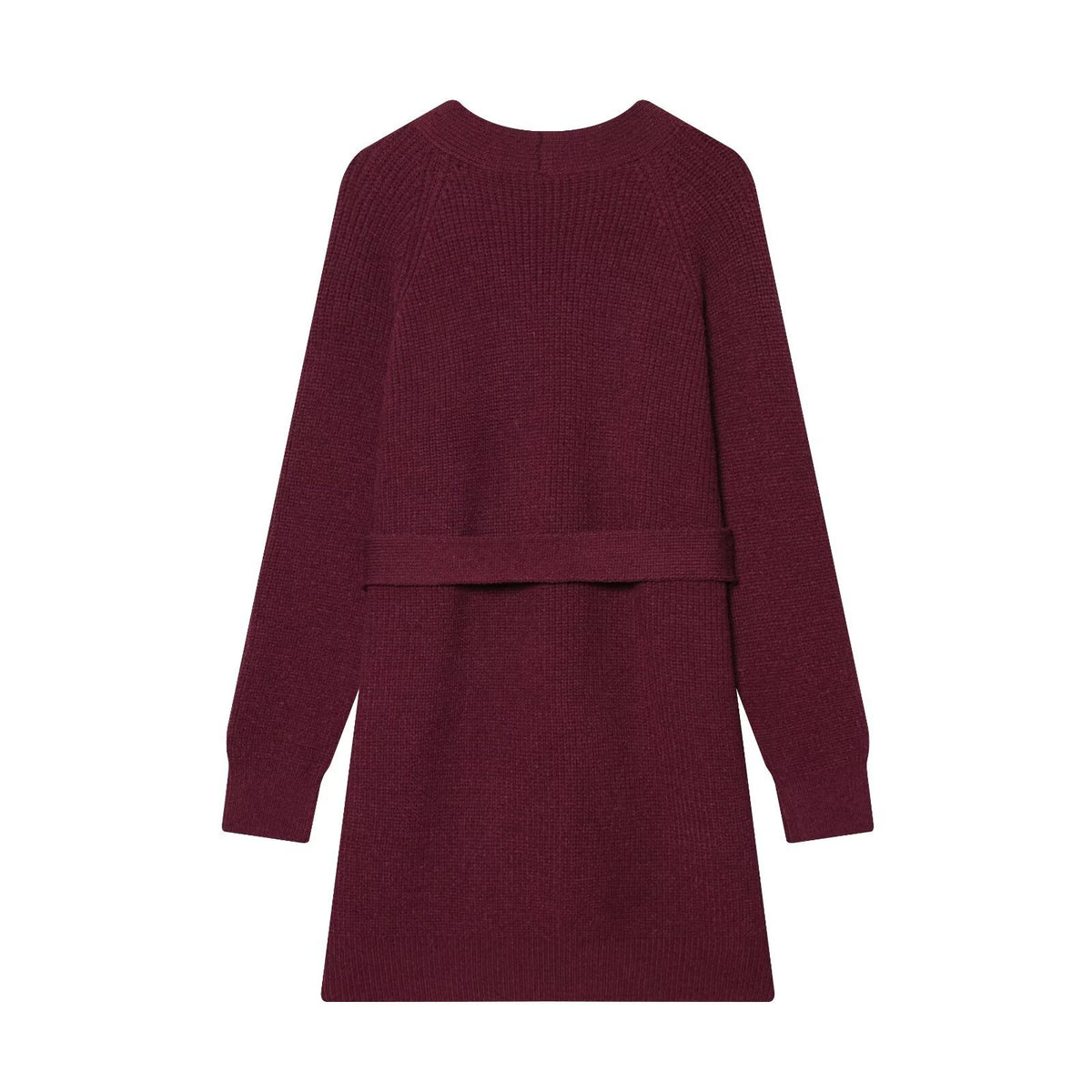 V-neck long sleeved tied sweater