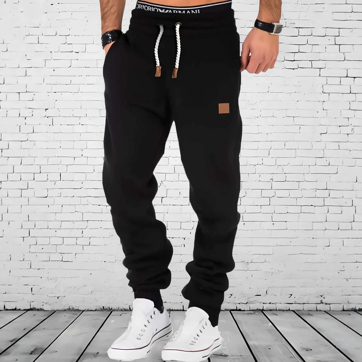 Men's Casual Sports Heavyweight Letter Print Elastic Waist Drawstring Sweatpants