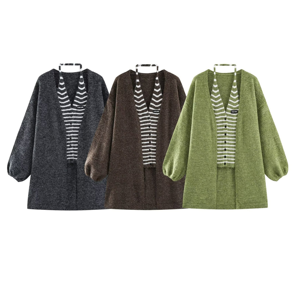 Two piece striped sweater set