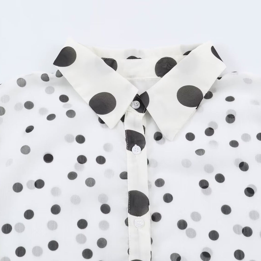Polka dot lapel shirt