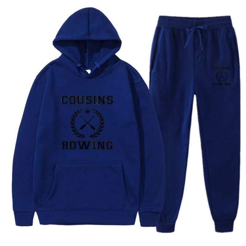 Loose Hooded Sweatshirt and Cuffed Pants Set
