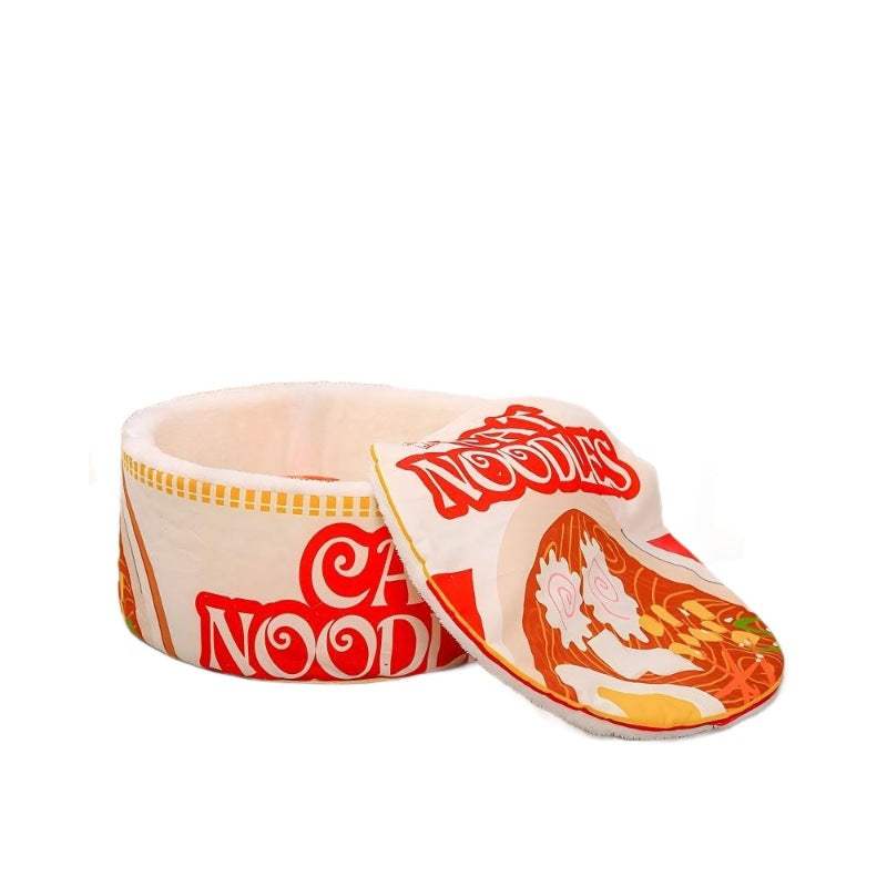 Lao Mian Cat Bed Closed  Ramen-Style Round Dual-Use Pet Pad Warm Winter Removable Washable Pet Bed