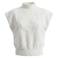 Half high neck sleeveless knitted vest women's sweater