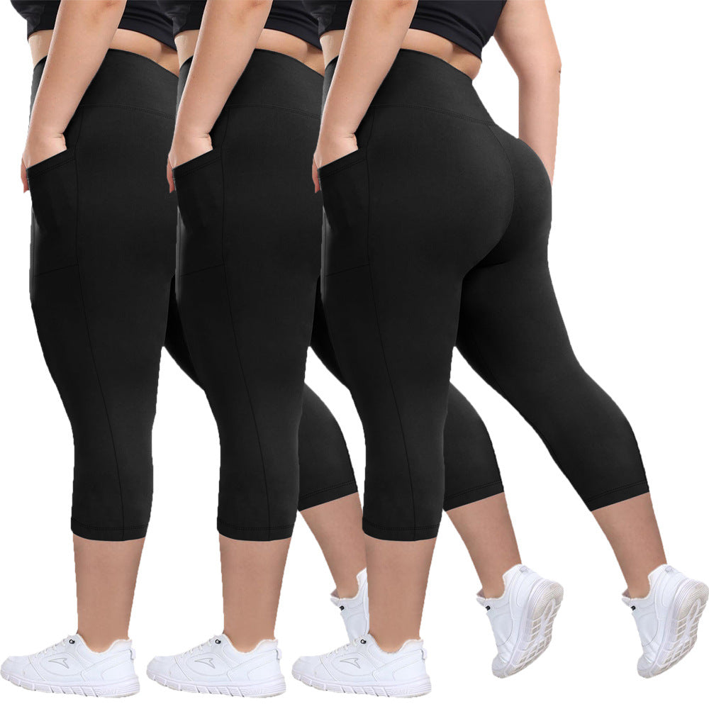 Pocket size seven yoga pants milk silk high waisted sports leggings