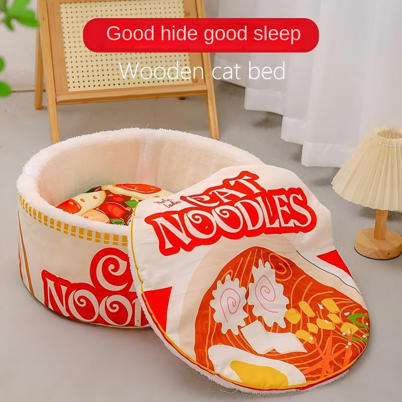 Lao Mian Cat Bed Closed  Ramen-Style Round Dual-Use Pet Pad Warm Winter Removable Washable Pet Bed