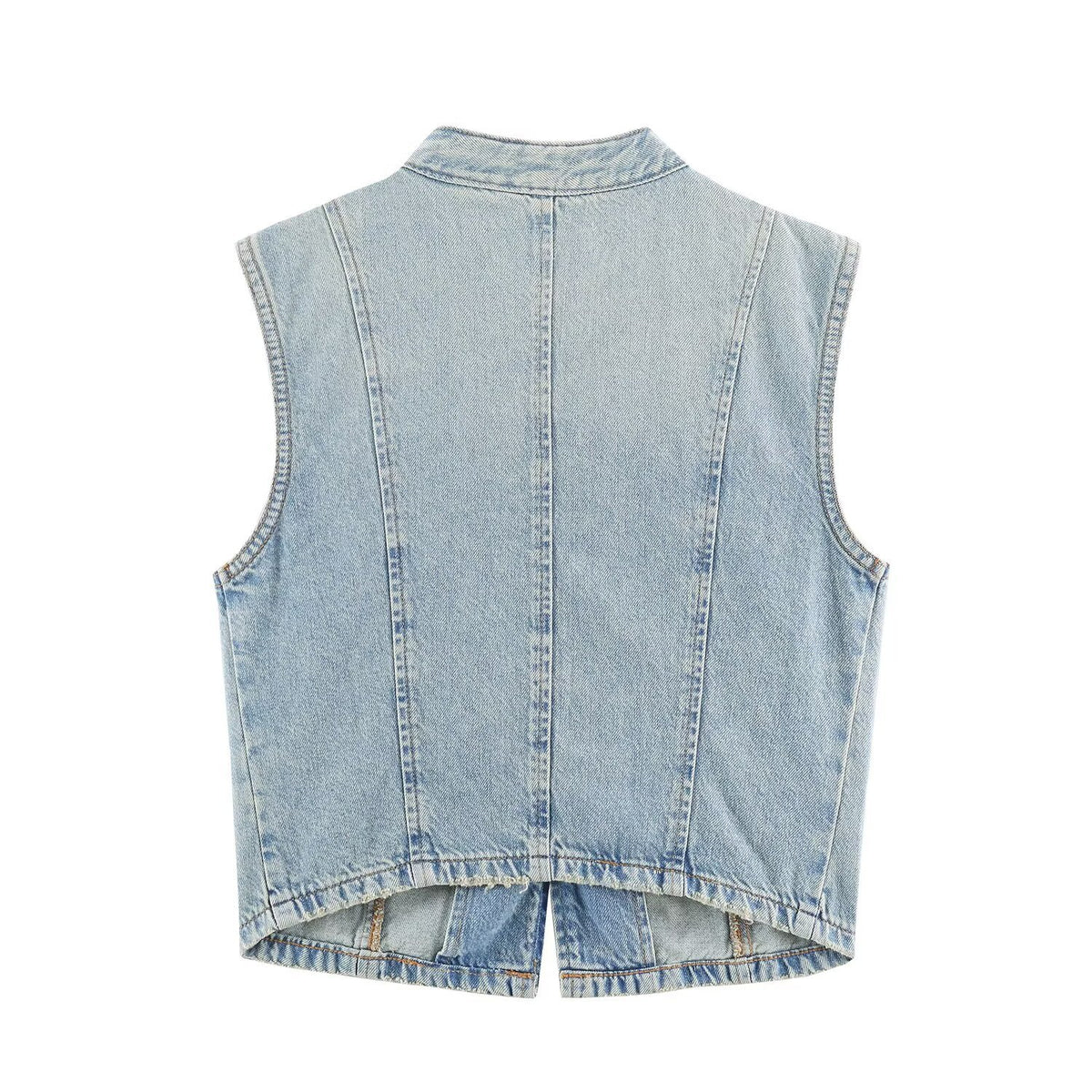 Decorative zipper denim vest women