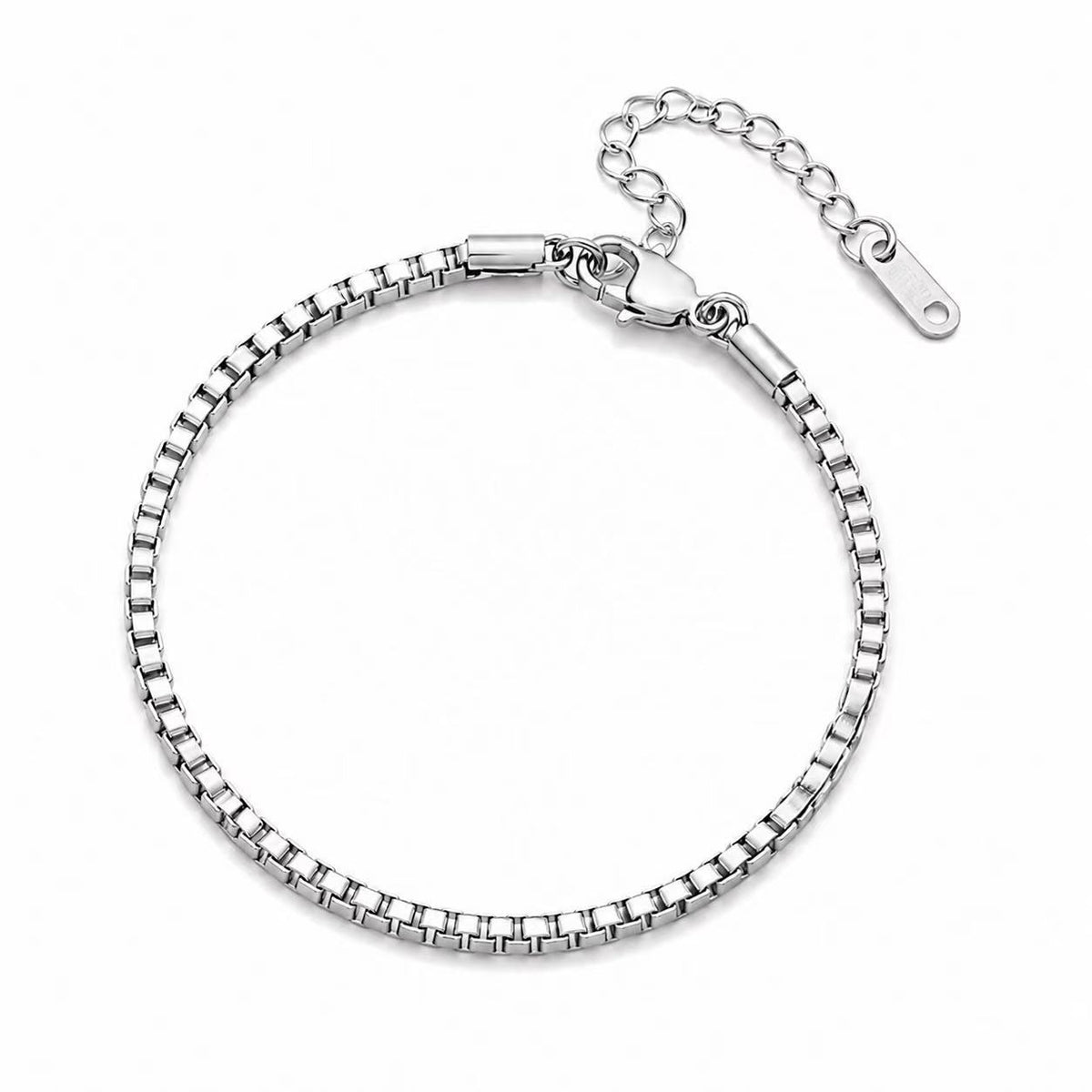 Stainless Steel Silver 3 Piece Set Bracelet Snake Chain Cube Link Jewelry for Men Women