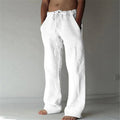 Casual Loose Fit Men's Solid Color Lightweight Linen Trousers