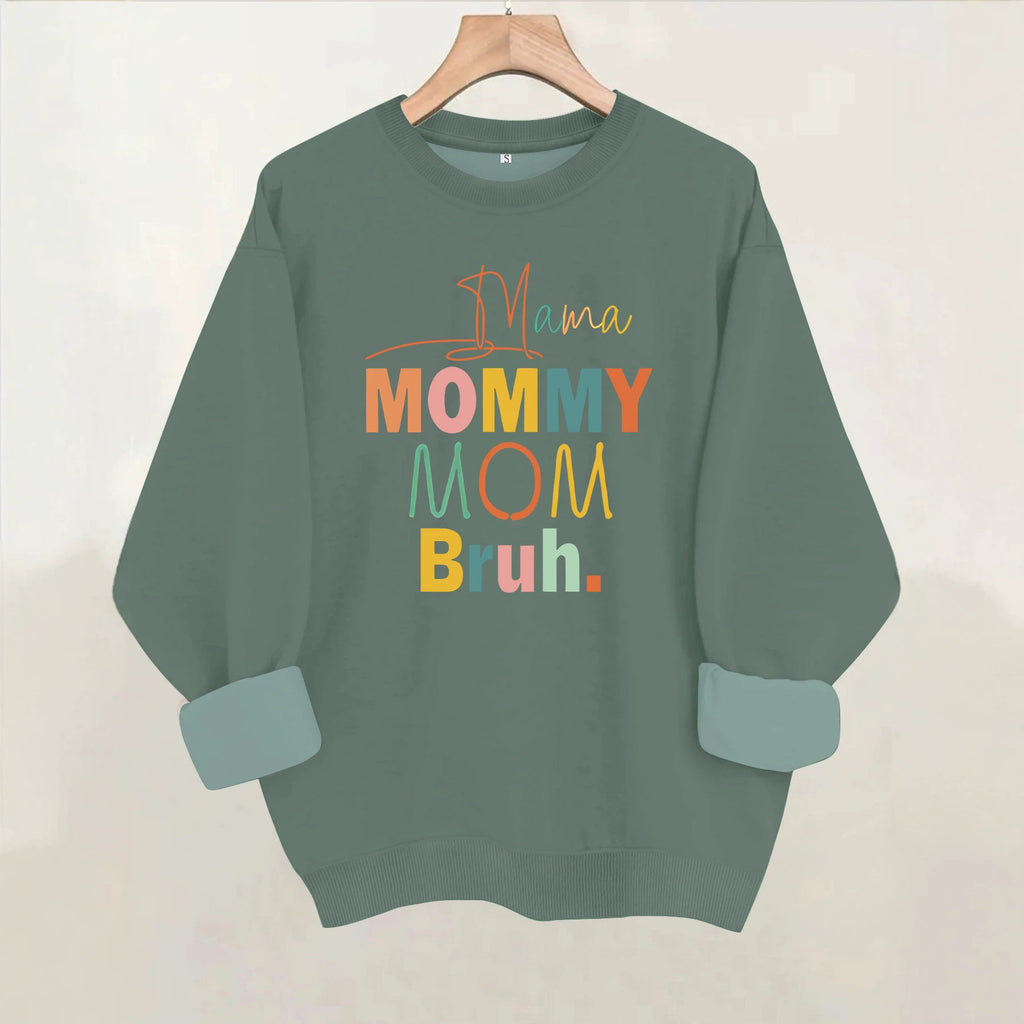 Colorful letter printed round neck fleece hoodie