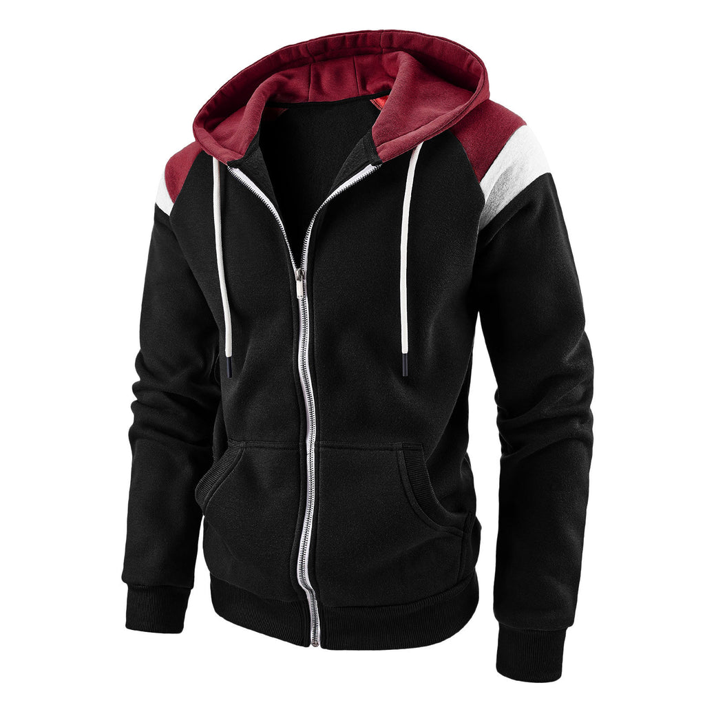 Men's Color Block Long Sleeve Hooded Casual Sweatshirt
