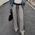 Color Block Spliced Thickened High Waist Cuffed Sweatpants for Women