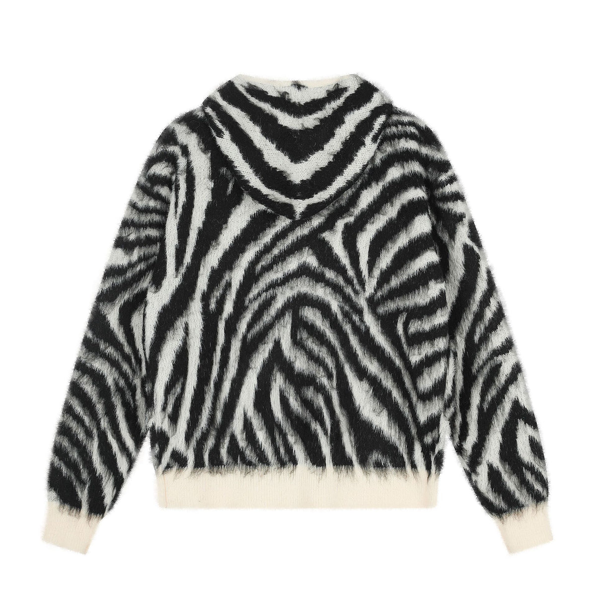 Zipper Zebra Pattern Sweater