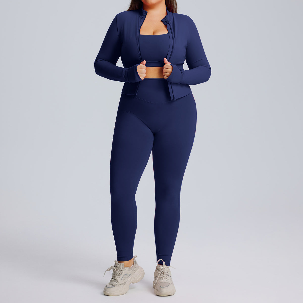 Long sleeved yoga suit set women's sportswear three piece set