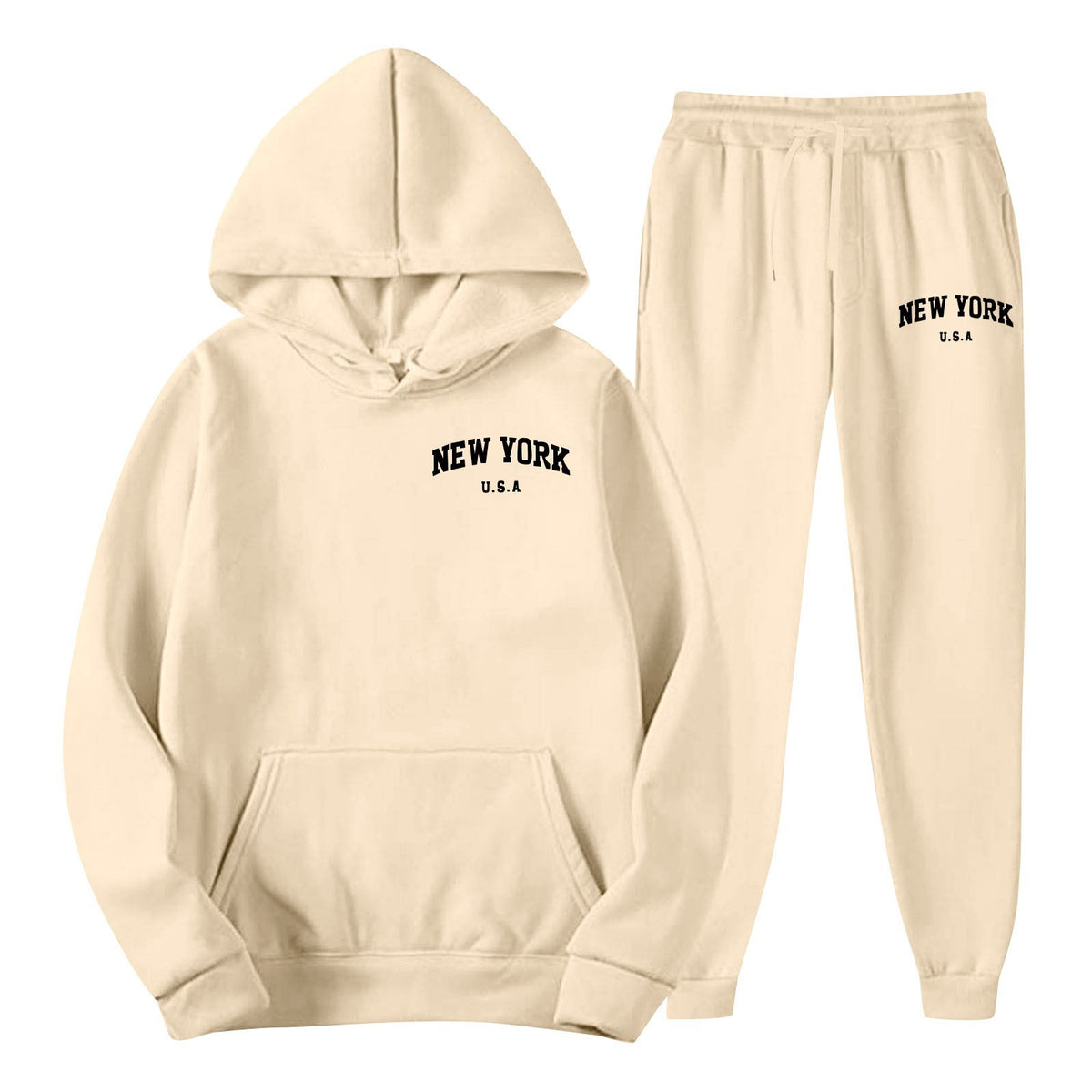 Men's Hoodie Set Solid Color Two-Piece