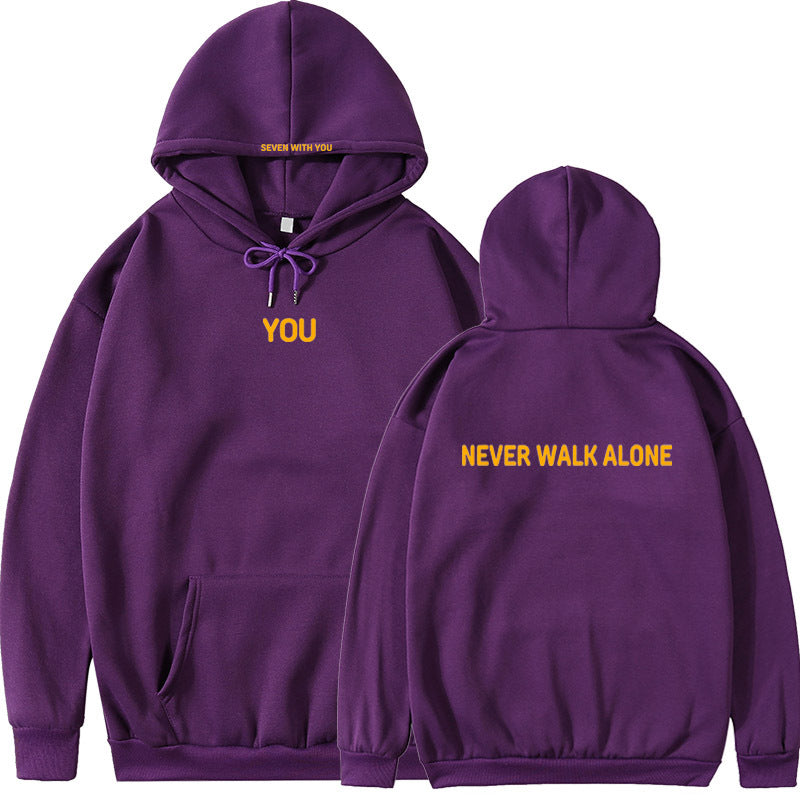 Dark Purple Graphic Print Hoodie Jacket for Jimin K-pop Style