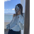 Women's Loose Color Block Long Sleeve Asymmetric Collar Pullover