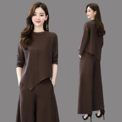 Professional Suit Wide-Leg Pants Youthful Slimming Stylish Fashionable Lady Two-Piece Set Women Casual Trendy Spring Autumn