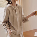 Muted Tone Women's Lazy Style Two-Piece Set Fashion Hooded Lightweight Sweatshirt Outfit