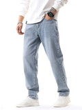 Retro Washed Blue Denim Pants Men's Summer Fashion Casual Trousers Design Sense Streetwear Style
