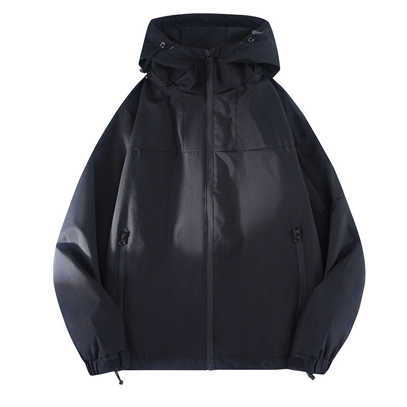 Color Block Hooded Windbreaker Jacket Outdoor Workwear Coat
