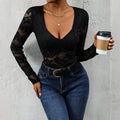 Cut-Out Lace Long Sleeve Sexy Jumpsuit