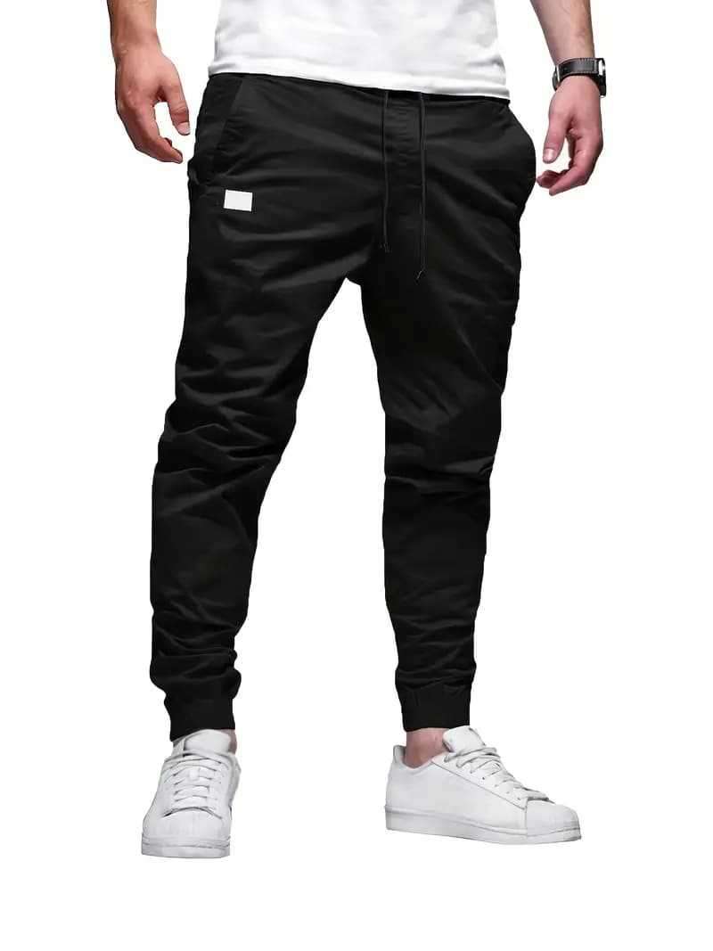 Men's Casual Cargo Pants, Slim Fit Cuffed Workwear Trousers