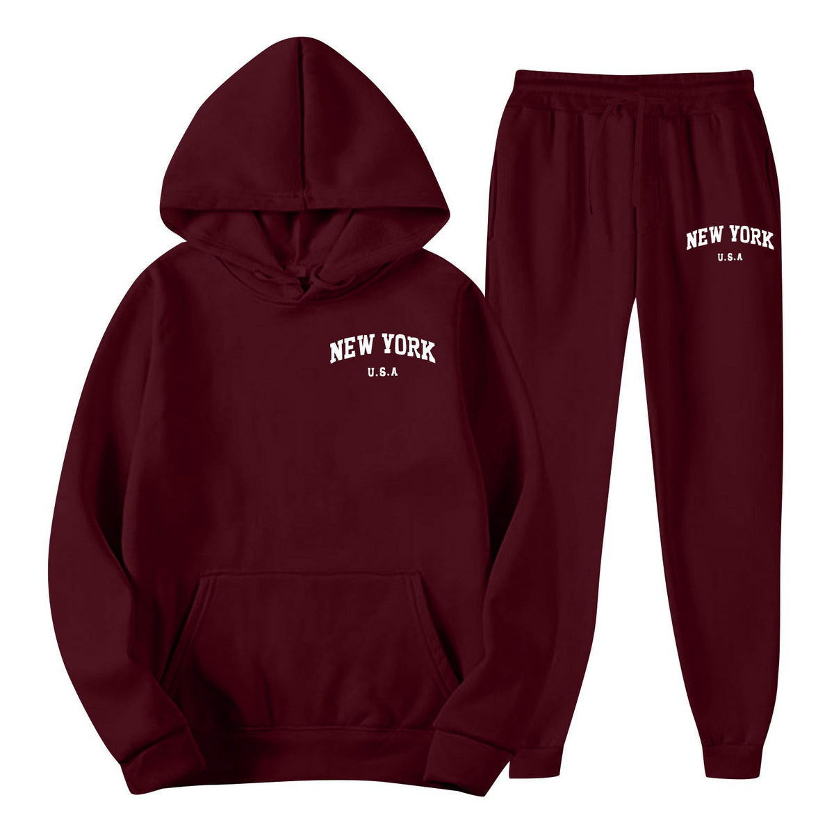 Men's Hoodie Set Solid Color Two-Piece