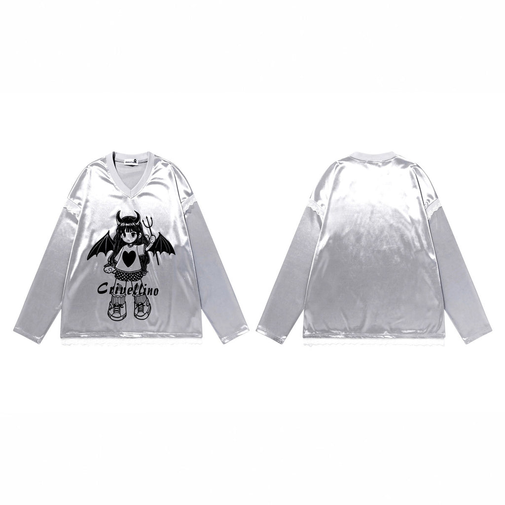 Lace patchwork design loose women's hoodie