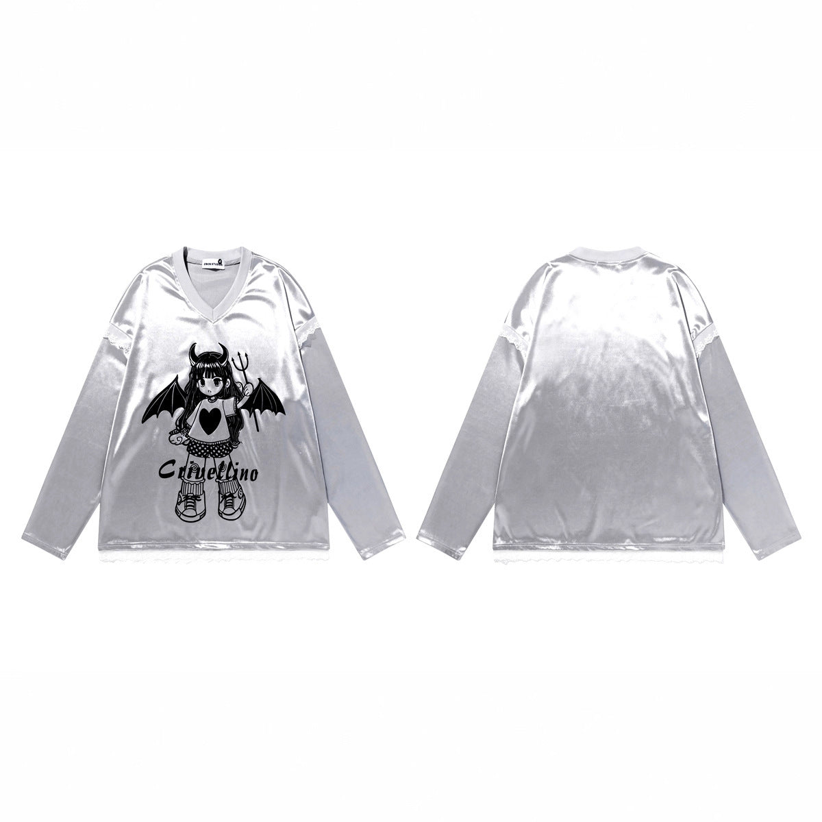 Lace patchwork design loose women's hoodie
