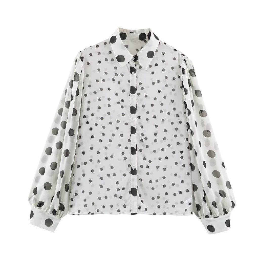 Polka dot lapel shirt
