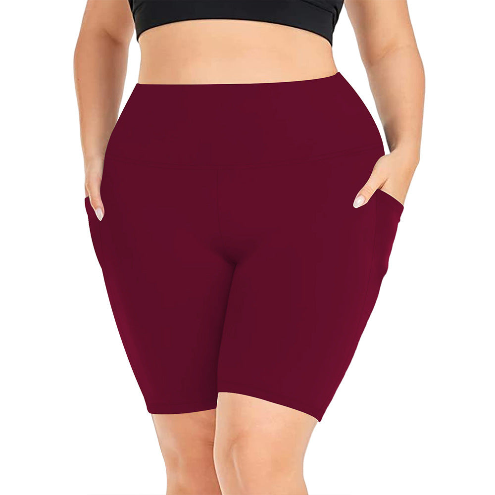 Pocket five quarter yoga shorts for women tight fitting high waisted yoga sports pants